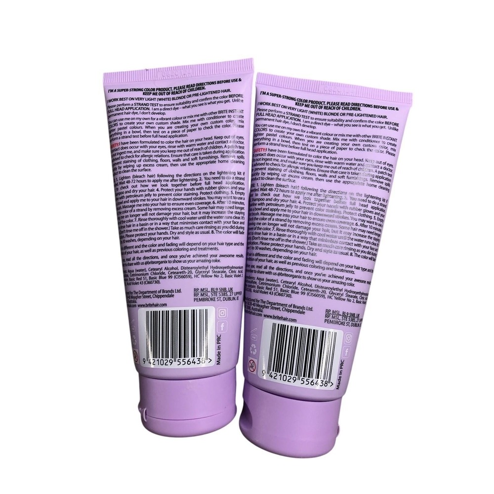 BRITE Instant Color Pastel Purple Semi Permanent‎ Hair Color 3.38 fl oz - Picture 2 of 2